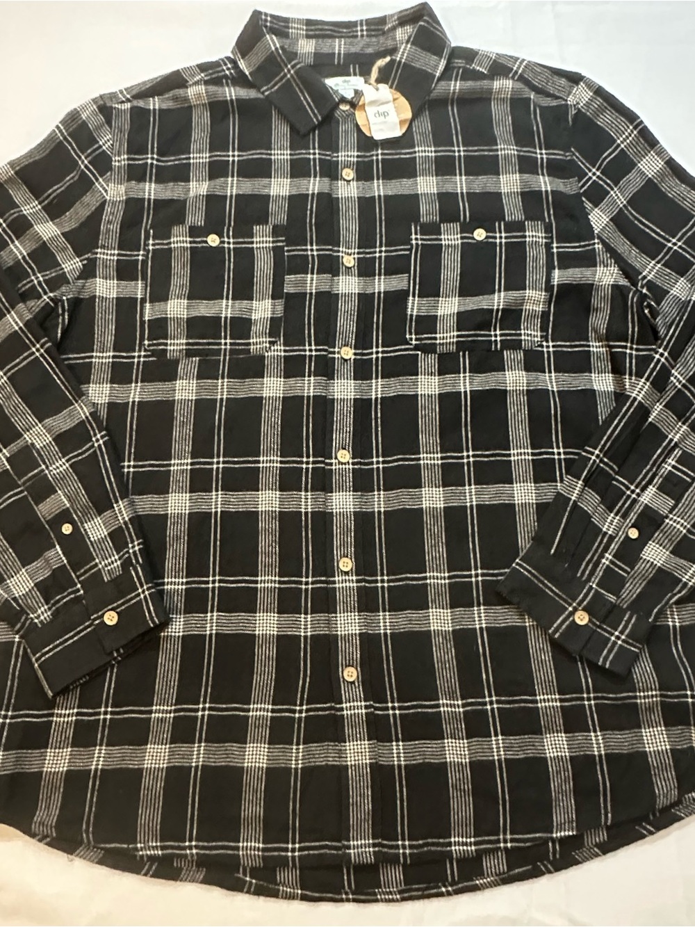 NWT DIP Eco Plaid Button Up Shirt Large